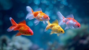 畅游的五彩金鱼