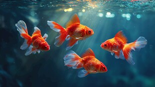 水中畅游的美丽金鱼