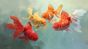 灵动金鱼水中游