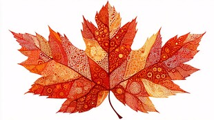 手绘多彩枫叶艺术图案