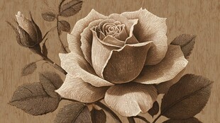 复古风单枝玫瑰精美图案