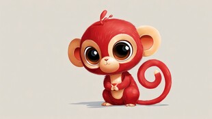 可爱红小猴 萌态十足