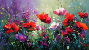 梦幻花海中的多彩花卉世界