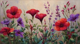 绚丽多彩的花卉油画作品