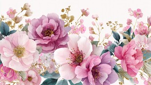 梦幻粉色花卉装饰图案