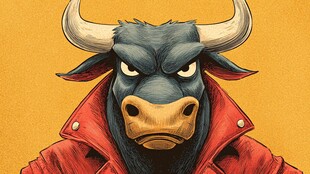 穿红夹克的霸气公牛