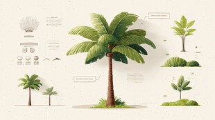 多样棕榈植物插画展示