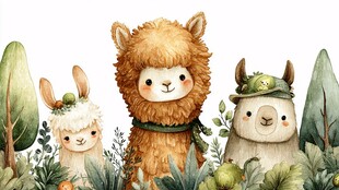 三只萌趣羊驼的丛林奇遇