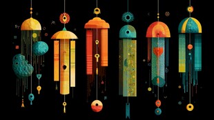 梦幻多彩风铃悬挂艺术