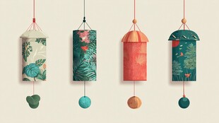 复古风植物图案悬挂装饰物