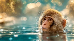 水中猕猴 灵动瞬间