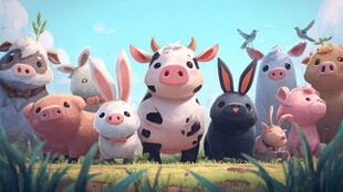 可爱动物齐聚田园