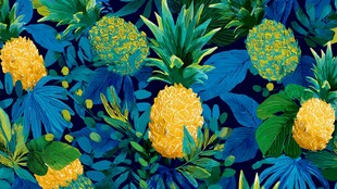 热带菠萝绿叶图案背景