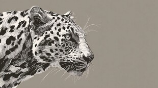 豹的黑白素描头像