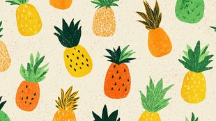 可爱手绘风多彩菠萝图案