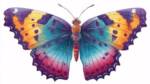 五彩斑斓蝴蝶插画