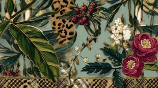 热带花卉豹纹图案织物