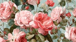 复古风粉色玫瑰花壁纸