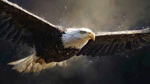 展翅翱翔的白头海雕