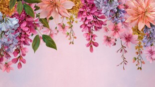 梦幻缤纷花卉垂挂图景