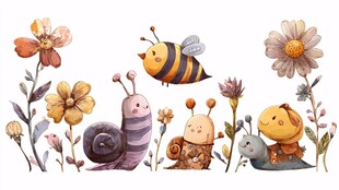 花丛中的萌趣小生物