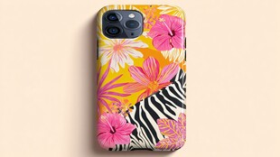 热带花卉斑马纹手机壳