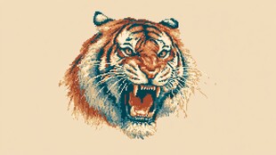 咆哮猛虎刺绣图案