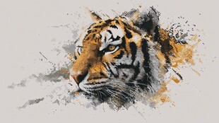 水墨风格老虎头部艺术画