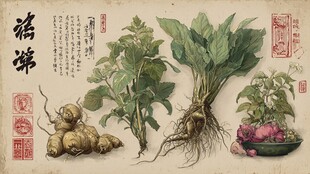 传统手绘蔬菜植物图鉴