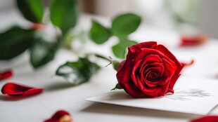 红玫瑰与信纸的浪漫邂逅