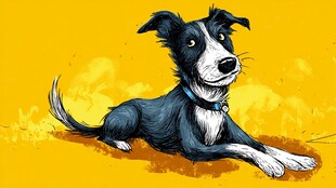 趴着的可爱黑白边牧犬