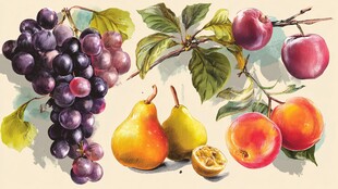 水彩绘多彩新鲜水果集