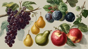 复古风水果插画