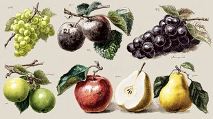 手绘多彩水果集合