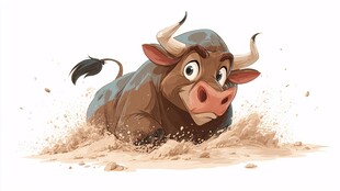 奔跑的可爱水牛