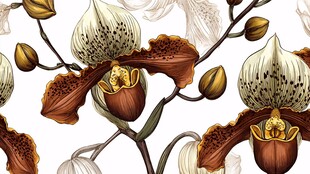 兰花花卉图案精美插画