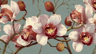 复古风优雅绽放的兰花图