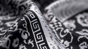 黑白中式花纹丝绸布料