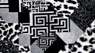 黑白几何豹纹拼接图案