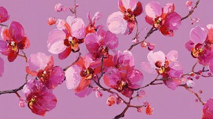 粉艳兰花绽放图