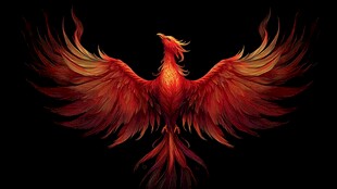 烈焰凤凰展翅于黑暗之中