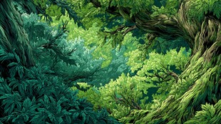 奇幻茂密的森林景象