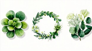 清新绿植装饰图案集合