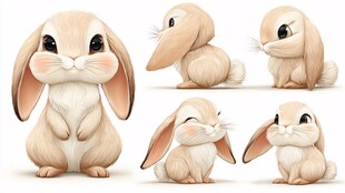 可爱萌趣小兔子多样姿态