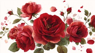 娇艳红玫瑰绽放迷人风姿