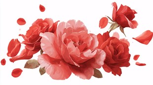 娇艳红玫瑰花瓣飘落