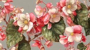 粉色娇艳秋海棠花卉图