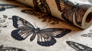 蝴蝶图案墙纸特写