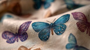 蝴蝶印花布料纹理特写