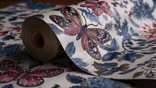 花卉蝴蝶图案精美墙纸